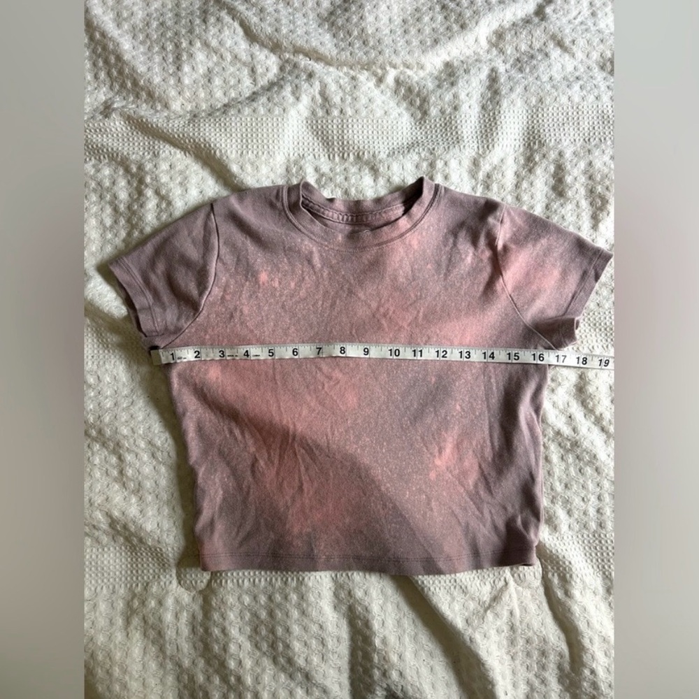 Hollister Medium Bleach Dyed Cropped Tee Pink Brown Custom - Picture 5 of 7